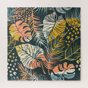 Quebra-cabeça Plantas tropicais: padrão abstrato artístico.
