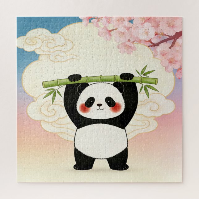 Quebra-cabeça Playful Panda with Bamboo Puzzle (Vertical)