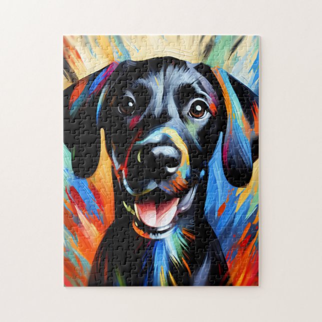 Quebra-cabeça Plott Hound Dog Portrait Acrylic Art Impressão (Vertical)