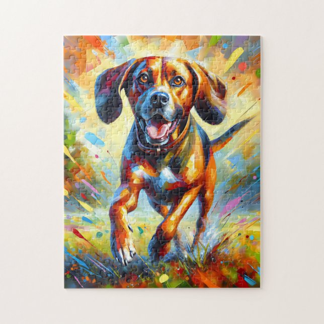 Quebra-cabeça Plott Hound Dog Portrait Acrylic Art Impressão (Vertical)