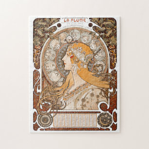 Quebra-cabeça Plume Zodiac Mulher de Alphonse Mucha - Art Nouvea