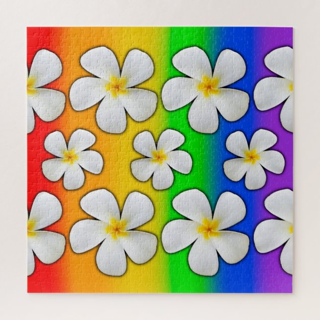 Quebra-cabeça Plumeria com Cores de Arco-íris, (Vertical)