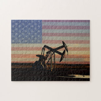 Quebra-cabeça Poço de petróleo e bandeira americana
