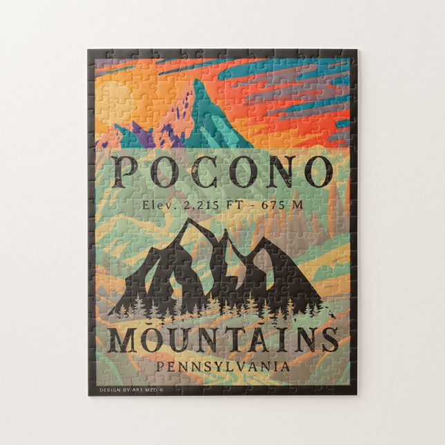 Quebra-cabeça Pocono Mounains Pensilvânia - Retro Souvenirs (Vertical)