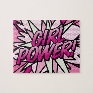 Quebra-cabeça PODER FEMININO Quadrinho Pop Arte Rosa