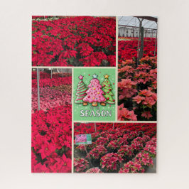 Quebra-cabeça Poinsettia e modelo de foto Natal Férias