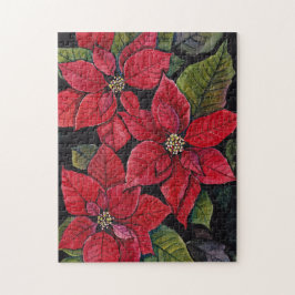 Quebra-cabeça Poinsettia Vibrante Em Aquarela