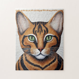 Quebra-cabeça Pointilismo Bengala Cat Art