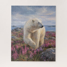 Quebra-cabeça Polar Bear Arctic Tundra Wildflower Art
