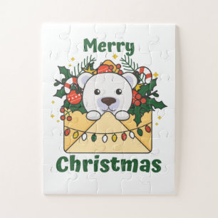 Quebra-cabeça Polar Bear - Letra de Natal dos Animais de inverno
