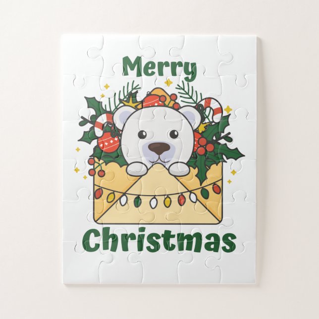 Quebra-cabeça Polar Bear - Letra de Natal dos Animais de inverno (Vertical)