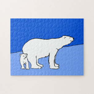 Quebra-cabeça Polar Bear Mãe e Pintura em Cubo - Arte Selvagem