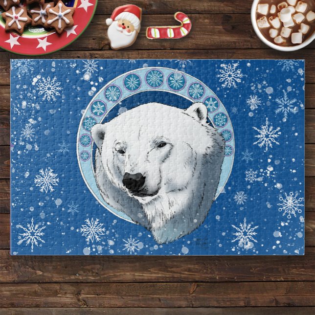 Quebra-cabeça Polar Bear Snowflakes Art Nouveau (Criador carregado)