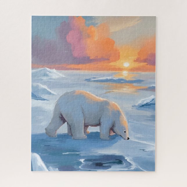 Quebra-cabeça Polar Bear Winter Animal Painting (Vertical)