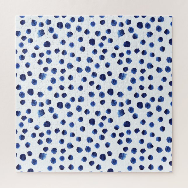 Quebra-cabeça Polka Azul: Ponto de Aquarela Sem Vista. (Vertical)
