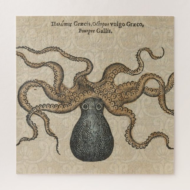 Quebra-cabeça Polvo Kraken Antigo Marinho Costeiro Vida Selvagem (Vertical)