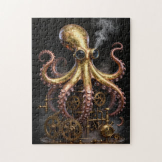 Quebra-cabeça Polvo Mecânico Steampunk em Engrenagens Arte