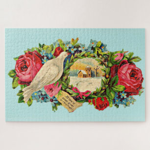 Quebra-cabeça Pomba branca vitoriosa e mensagem de amor