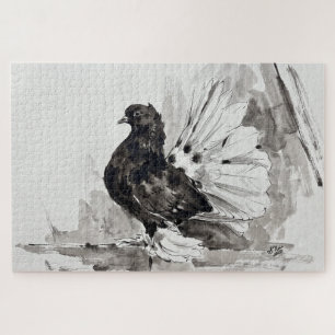 Quebra-cabeça Pombo Fantail Indiano Galinha Eyeliner