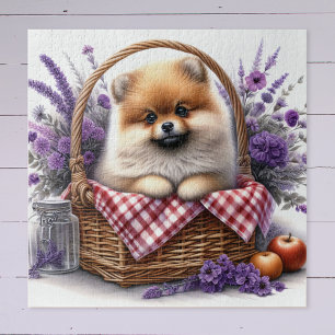 Quebra-cabeça Pomerânia Cão Cachorro Cachorro Aquarela Picnic