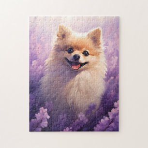 Quebra-cabeça Pomerânia em campo de Lavanda