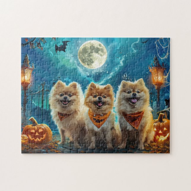 Quebra-cabeça Pomerânia Halloween Spooky (Horizontal)