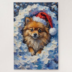 Quebra-cabeça Pomerânia Perdida em uma Nuvem de Neve de Natal