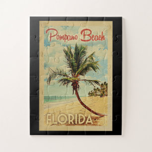 Quebra-cabeça Pompano Beach Palm Viagens vintage