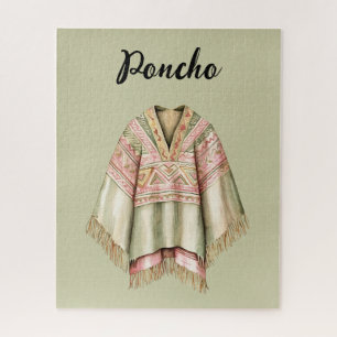 Quebra-cabeça Poncho Rosa Abacate Menta