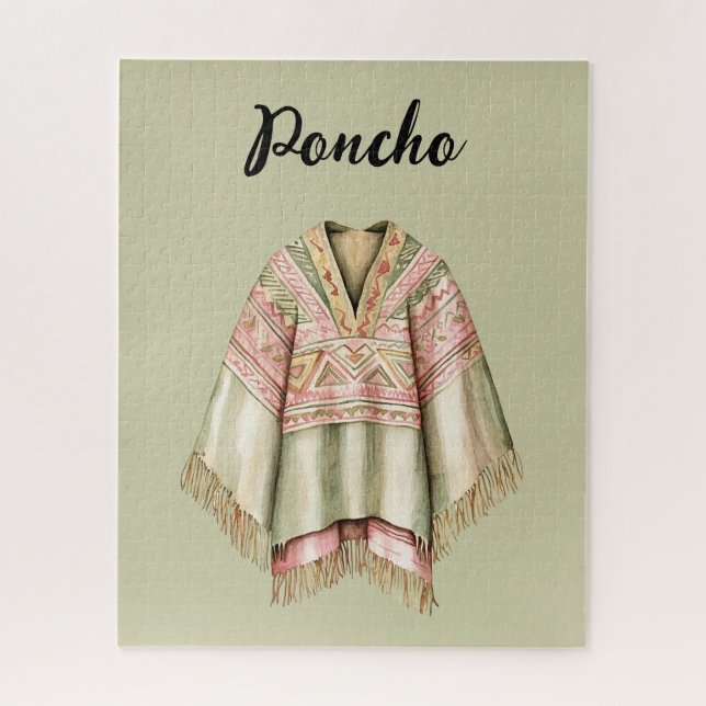 Quebra-cabeça Poncho Rosa Abacate Menta (Vertical)