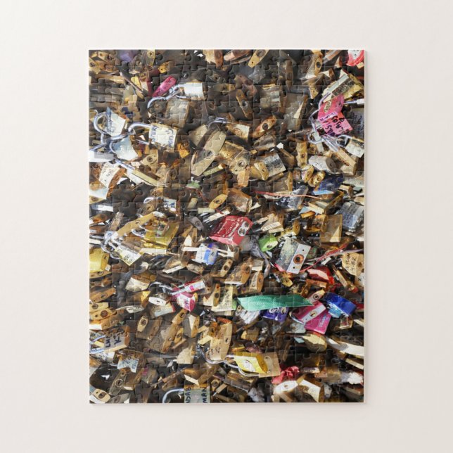 Quebra-cabeça Pont des Arts Love Locks Paris. (Vertical)