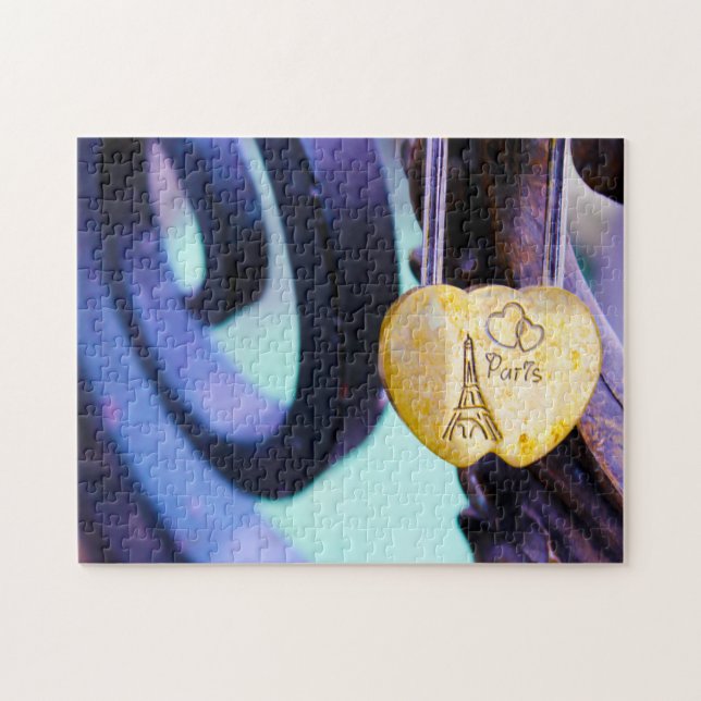 Quebra-cabeça Pont des Arts Love Locks Paris. (Horizontal)