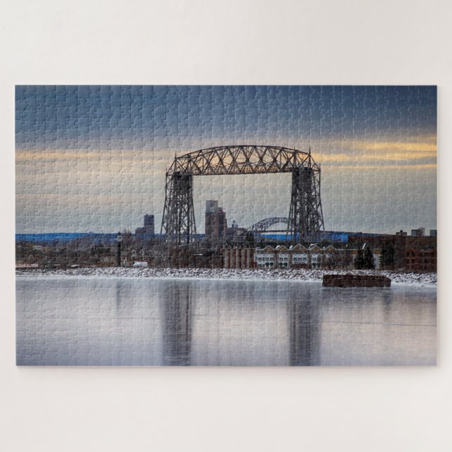 Quebra-cabeça Ponte Aerial Lift e Reflexo Gelado Minnesota (Horizontal)
