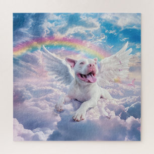 Quebra-cabeça Ponte arco-íris, Cachorro Branco no Céu