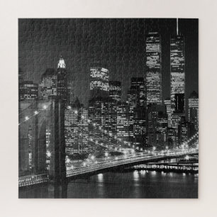 Quebra-cabeça Ponte Black White Brooklyn Noite de Nova York