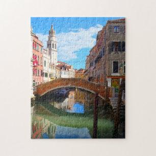 Quebra-cabeça Ponte Canal de Veneza e torre italiana, Itália