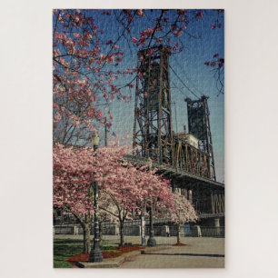 Quebra-cabeça Ponte Centro Portland Tcherry Blossom Quebra-cab
