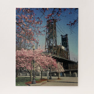 Quebra-cabeça Ponte Centro Portland Tcherry Blossom Quebra-cab