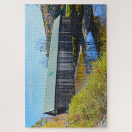 Quebra-cabeça Ponte coberta por Lincoln, outono, Woodstock, Verm