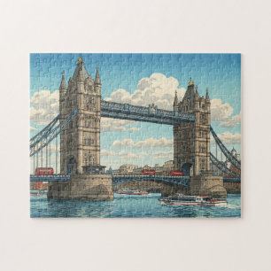 Quebra-cabeça Ponte da Torre de Londres Gravura em Xilogravura J