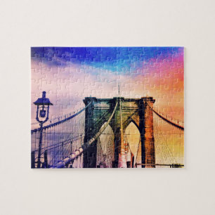 Quebra-cabeça Ponte de Brooklyn - colorida - Nova Iorque
