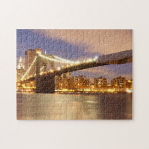 Quebra-cabeça Ponte de Brooklyn e Manhattan na noite
