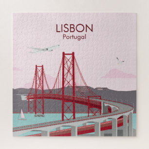 Quebra-cabeça Ponte de Lisboa sobre o rio Tagus no estilo da saf