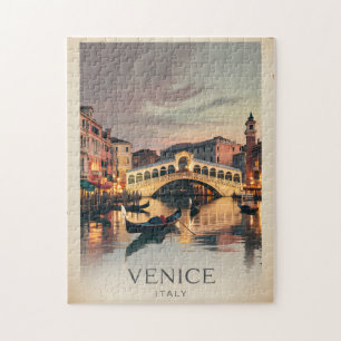 Quebra-cabeça Ponte de Rialto Veneza Itália Vintage Crepúsculo R