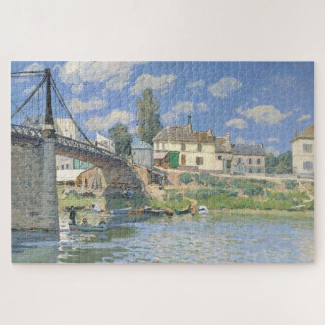 Quebra-cabeça Ponte de Villeneu por Sisley Impressionista Paint (Horizontal)