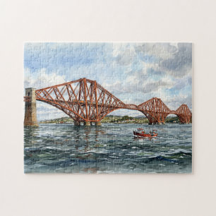 Quebra-cabeça Ponte Férrea Histórica de Forth Escócia Aquarela