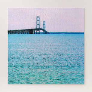 Quebra-cabeça Ponte Mackinac - Lago Michigan - 20x20 - 676 pcs