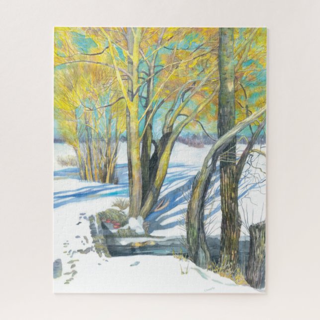 Quebra-cabeça ponte no inverno (Vertical)