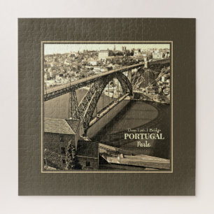 Quebra-cabeça Ponte Porto sobre o rio Douro, Portugal, sepia