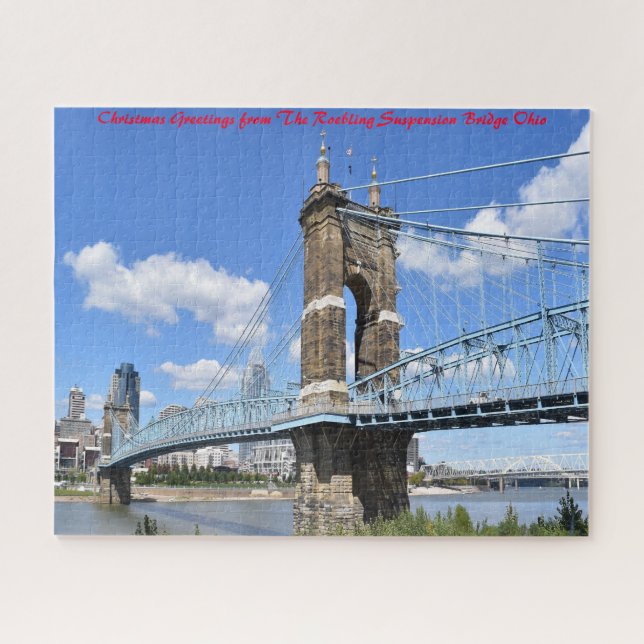 Quebra-cabeça Ponte Roebling Ohio. Saudações de Natal (Horizontal)